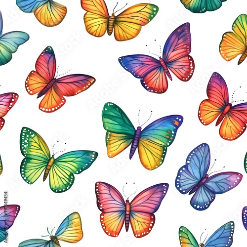 Watercolor Butterfly Seamless Pattern