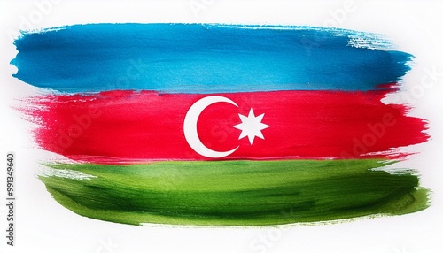 水彩画のアゼルバイジャンの国旗(Watercolor Azerbaijan flag.)
 photo