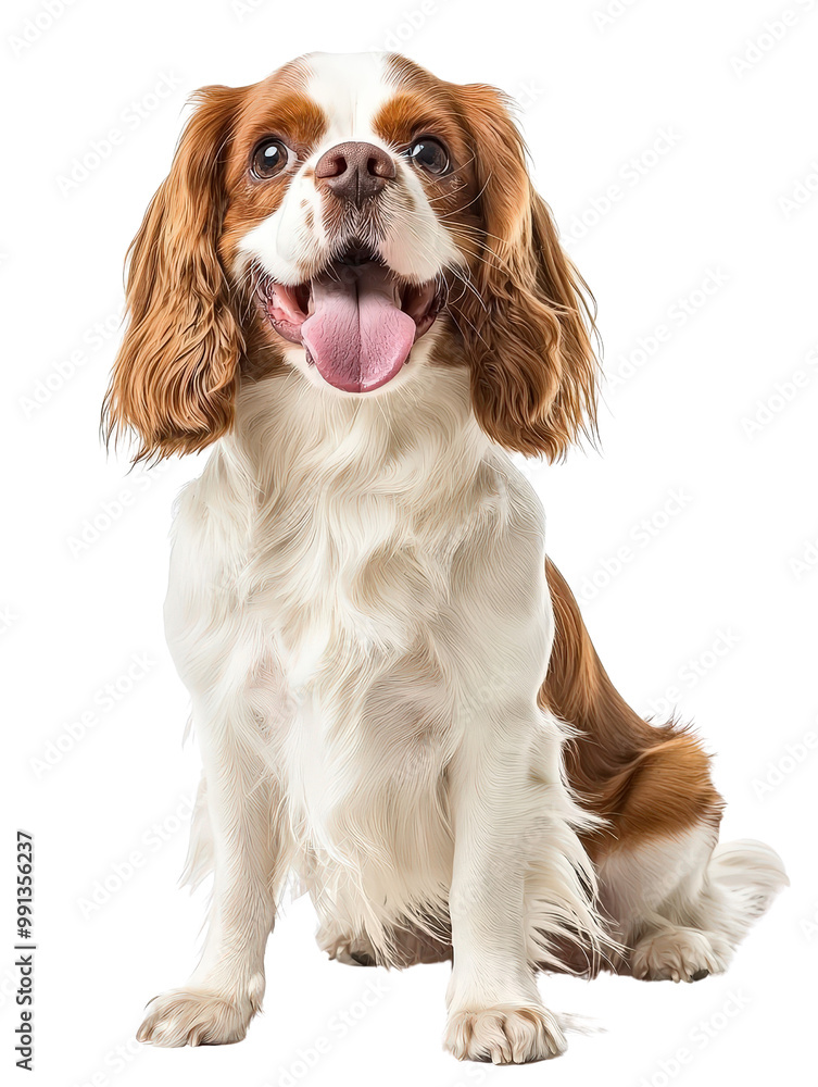 Joyful Cavalier King Charles Spaniel Dog Sitting Joyful Cavalier King Charles Spaniel Dog Sitting