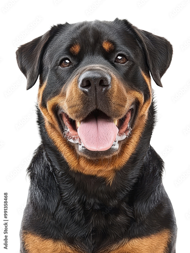 Joyful Rottweiler Dog on Isolated White Background Joyful Rottweiler Dog on Isolated White Background
