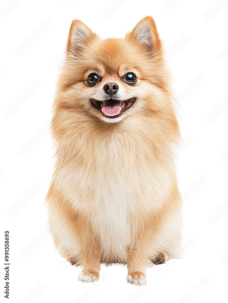 Joyful Pomeranian Dog on Isolated White Background Joyful Pomeranian Dog on Isolated White Background