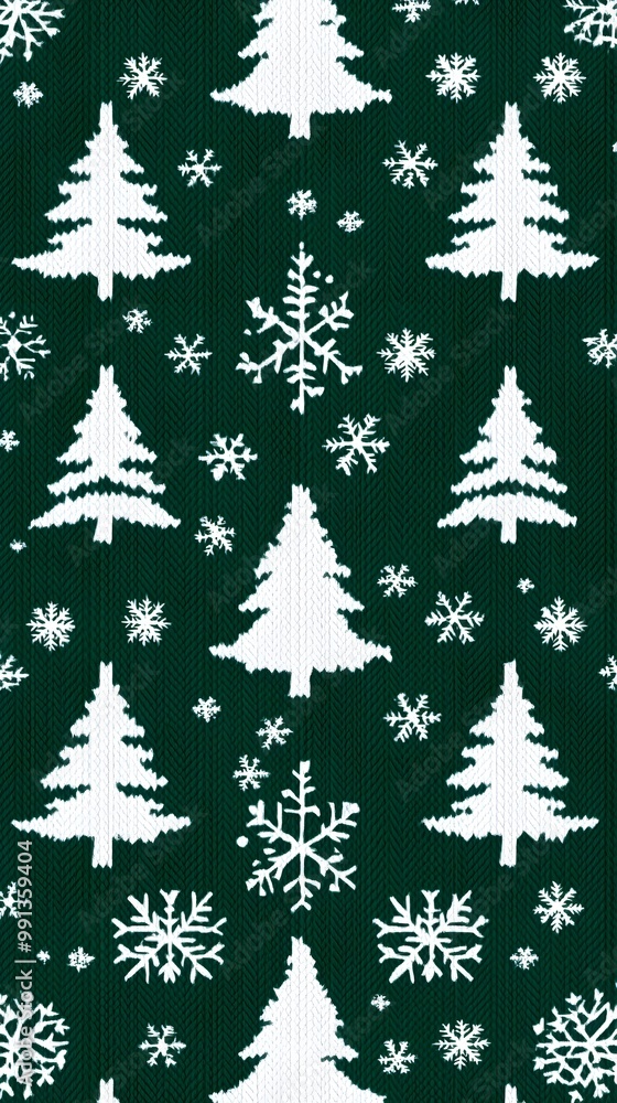 Obraz premium Set of Green Christmas Ornaments on White Fabric, Minimalist, Abstract Image, Texture, Pattern Background, Wallpaper, Cover and Screen for Smartphone, PC, Laptop, 9:16 and 16:9 Format