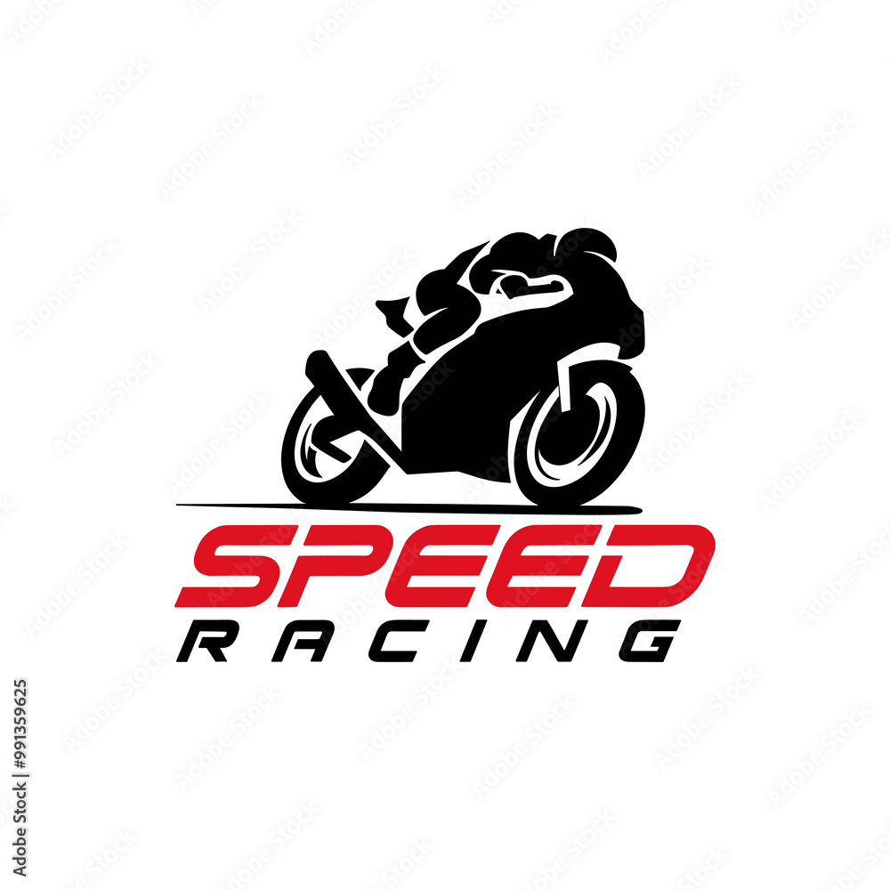 Obraz premium sportbike silhouette logo design. minimalist simple flat vector illustration