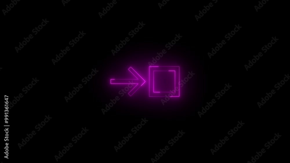 Neon expand tile mirrored icon glowing black background animation Neon expand tile mirrored icon glowing black background animation