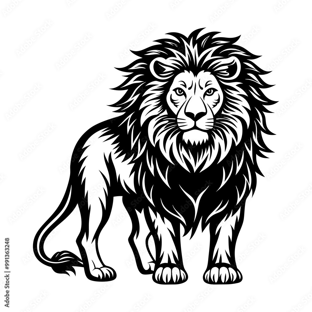 Fototapeta premium black color lion vector art illustration generative Ai