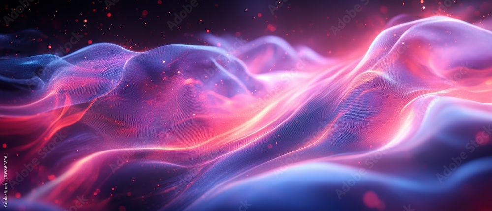 Mesmerizing translucent glass structures intertwined with pulsing holographic waves glowing lines, and shimmering accents for a visually engaging banner design Mesmerizing translucent glass structures intertwined with pulsing holographic waves glowing lines, and shimmering accents for a visually engaging banner design