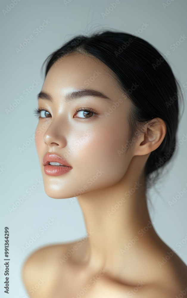 Flawless Female Skin Model, Radiant Complexion Showcased in Studio, Embodying Natural Beauty and Serene Elegance. Flawless Female Skin Model, Radiant Complexion Showcased in Studio, Embodying Natural Beauty and Serene Elegance.