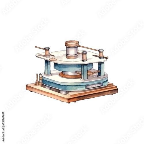 watercolor turntable vintage vibe vector illustration, white background