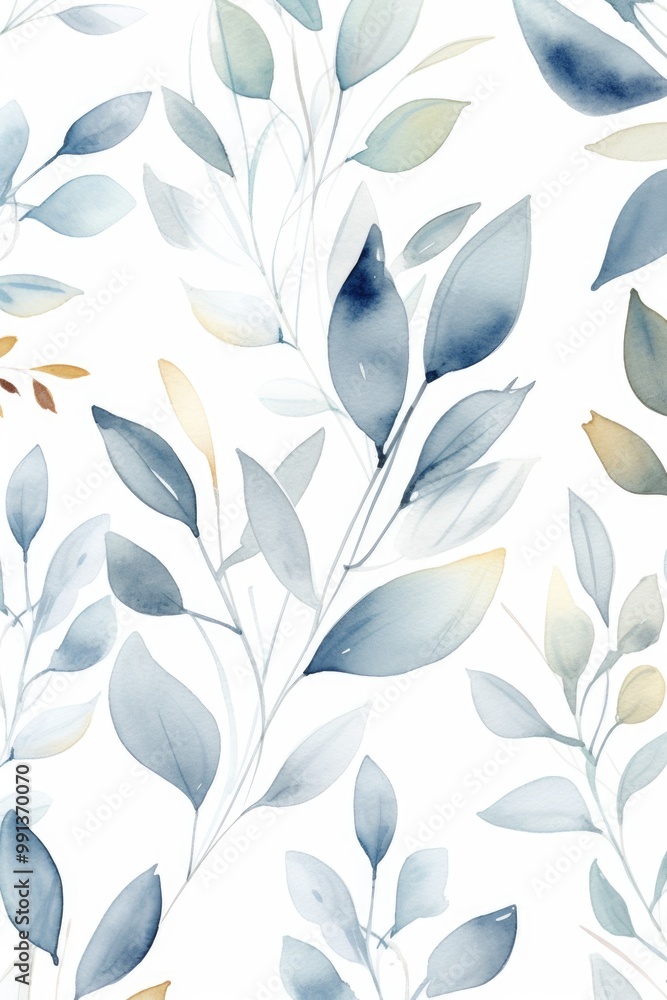 Blue and green botanical art on a textured background. Blue and green botanical art on a textured background.