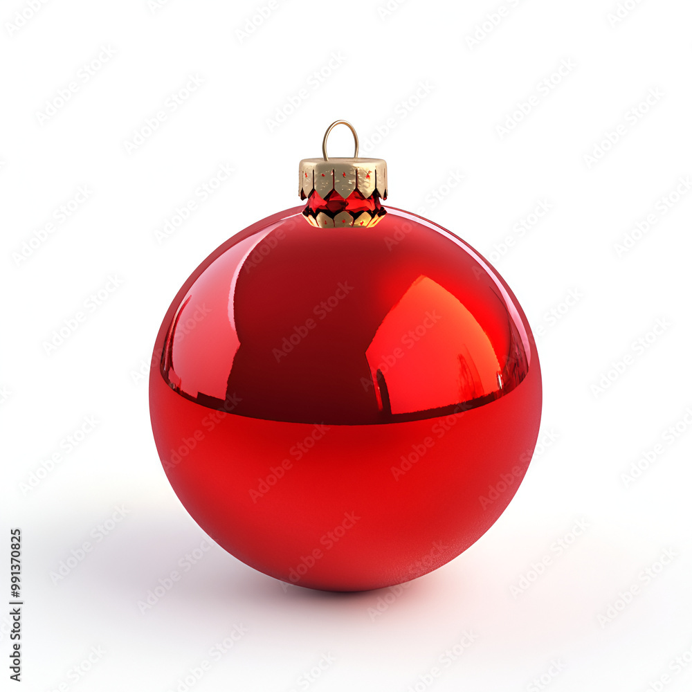 Red christmas ball isolated on white background  ,Christmas baubles in the snow, holiday balls hanging, Christmas background