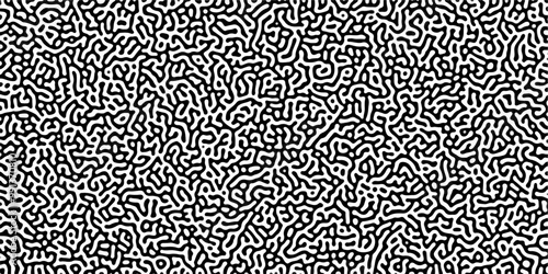 Turing reaction diffusion monochrome seamless pattern with chaotic motion .Linear design with biological shapes. Organic lines in memphis. abstract turing organic wallpaper background .	
