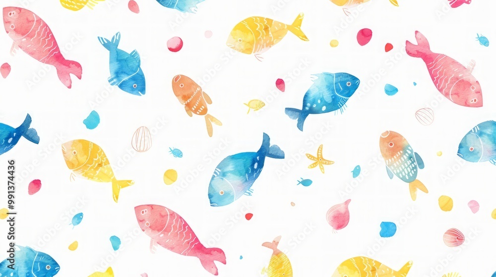 Colorful fish pattern on a white background