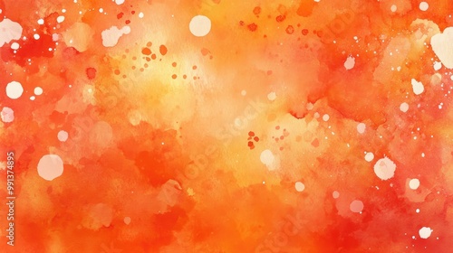 Vibrant orange backdrop featuring neon colored spots Hand painted watercolor reflecting contemporary dirty art An abstract and colorful artistic background with a glowing effect