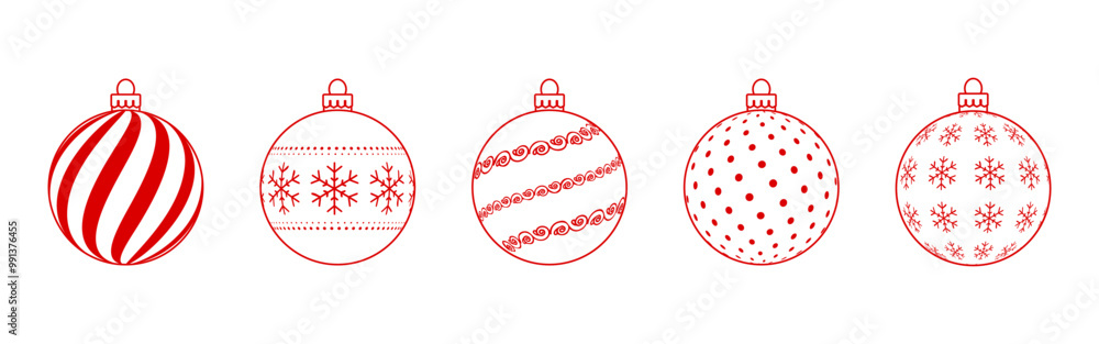 Vector illustration of red Christmas balls set on transparent background Vector illustration of red Christmas balls set on transparent background