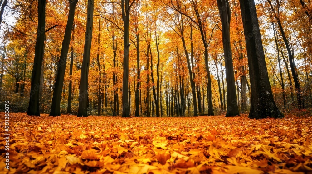Obraz premium Golden Forest Path in Autumn