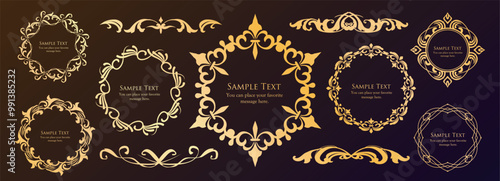 クリスマスモチーフのフレームデザインセット。ゴージャスでエレガントなデザイン素材
