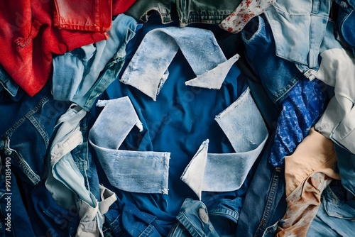 eco-friendly and sustainable clothing in shape of recycling sign