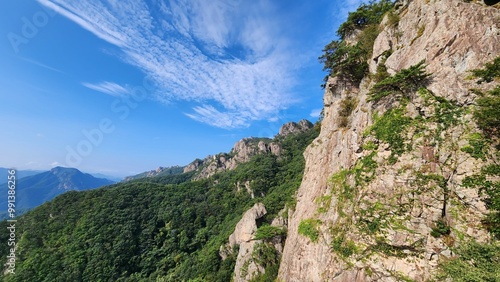 Obraz na płótnie Beautiful scenic view of Daedunsan mountain with rocky mountains, South Korea