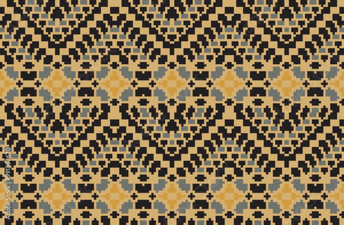 Navajo Traditional Indian Melodic Patternfolk Embroidery, Aztec Geometric Ornament Print. Design for Carpet, Wallpaper, Clothing, Wrapping, Fabric
