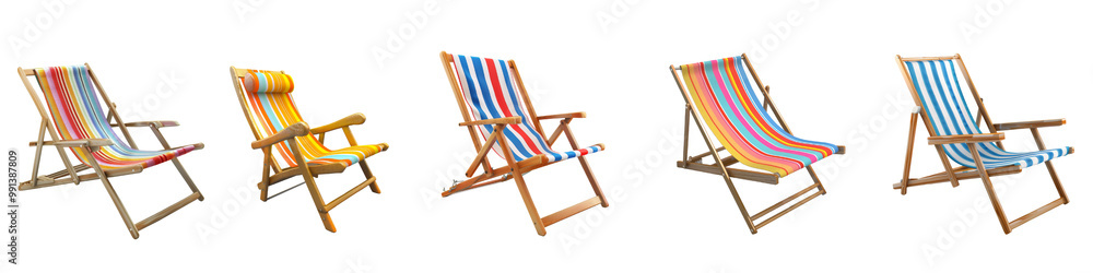 Set of 3D beach chair, isolated on transparent Set of 3D beach chair, isolated on transparent