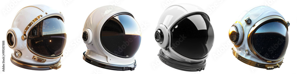 Close-up futuristic astronaut helmet Set Close-up futuristic astronaut helmet Set