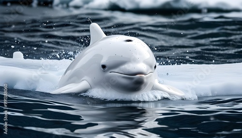 Curious and Playful Beluga Whale in the Enchanting Arctic Waters photo