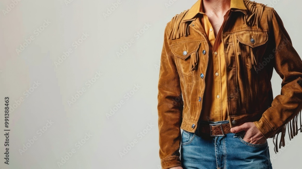 Man wearing a brown suede jacket Man wearing a brown suede jacket