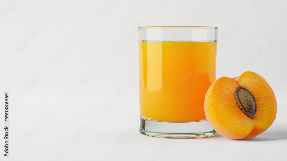 Glass of Apricot Juice and Apricot Half Glass of Apricot Juice and Apricot Half