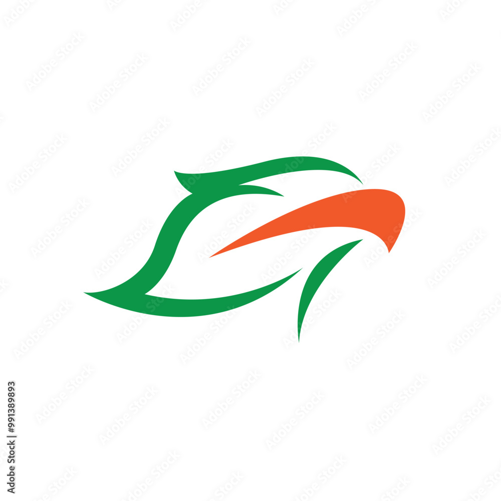 Fototapeta premium a combination of a leaf in the shape of a bird's head with a large beak logo vector