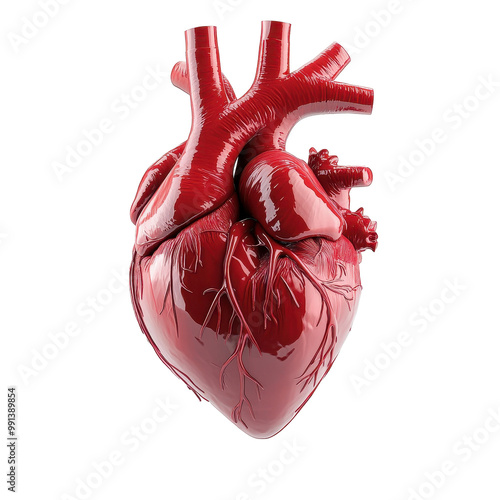 A red heart with a white background
