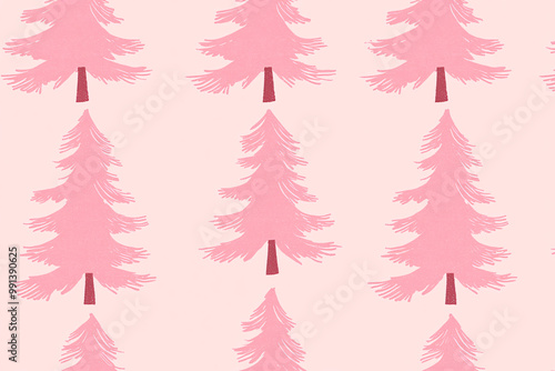 Cute Christmas-themed patterned wallpaper featuring candy cane trees, snowmen, Santa, snowflakes, Christmas tree decorations, and other festive Christmas-related graphics.