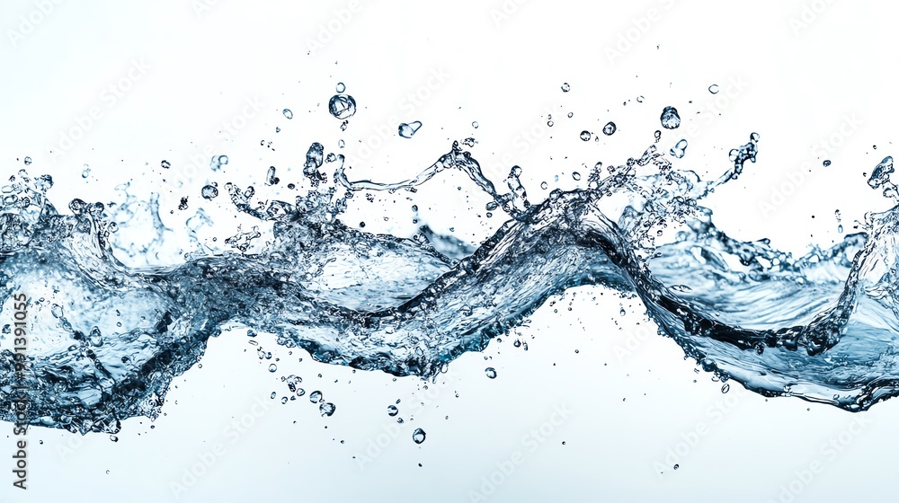 A dynamic splash of clear water, illustrating movement and fluidity against a bright background, perfect for design use. A dynamic splash of clear water, illustrating movement and fluidity against a bright background, perfect for design use.