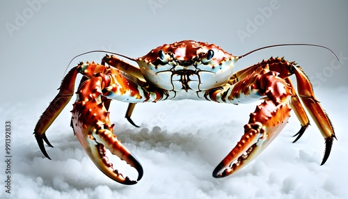 majestic king crab boldly walking against a pristine white backdrop