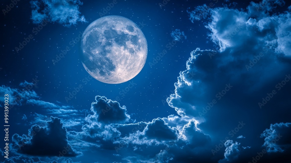 Full Moon Illuminating a Cloudy Night Sky Full Moon Illuminating a Cloudy Night Sky