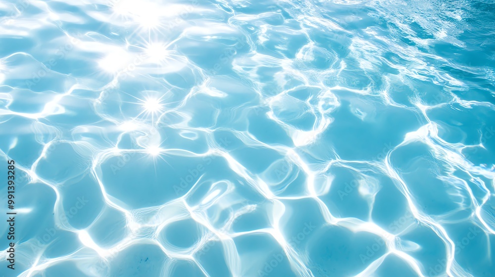 Crystal clear water surface reflecting light, creating beautiful wave patterns and sparkling highlights in a serene environment. Crystal clear water surface reflecting light, creating beautiful wave patterns and sparkling highlights in a serene environment.