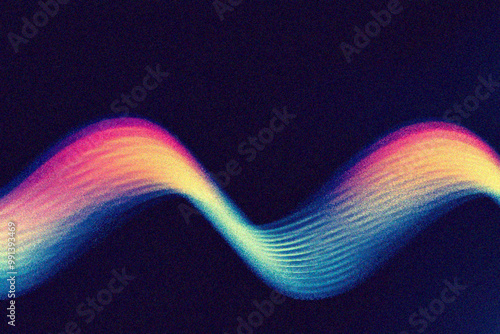 Grainy gradient background, Vibrant abstract waves in swirling colors, creating a dynamic visual experience. Ideal for tech, music, or artistic project backgrounds.