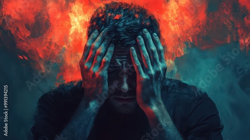 An image of a person who lost their business, failed, and faced intense competition, showing feelings of discouragement and depression, in hyperrealistic style