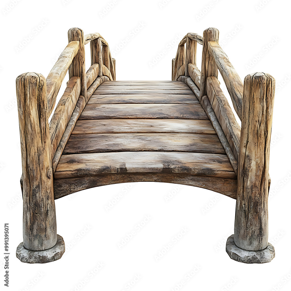 Naklejka premium A Charming Wooden Footbridge isolated on transparent background