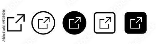 External link icons. Web chain open link to attached website. External link icon vector sign.