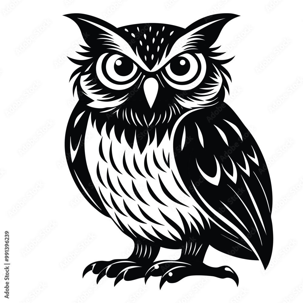 Owl Black and white victor art illustration eps. Owl Black and white victor art illustration eps.