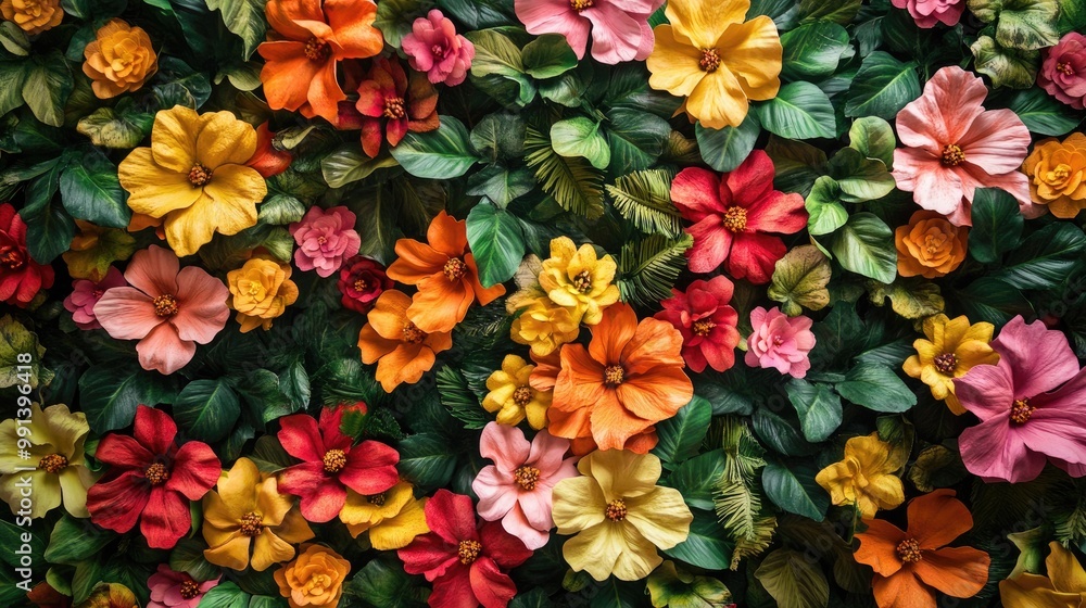 3D flower wall installation with vibrant flowers and lush greenery, creating an eye-catching display for weddings or special events 3D flower wall installation with vibrant flowers and lush greenery, creating an eye-catching display for weddings or special events