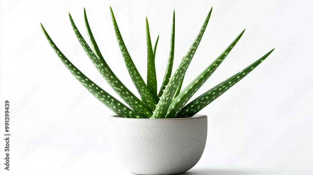 Aloe Vera Succulent Plant in Modern White Pot for Home Decor Aloe Vera Succulent Plant in Modern White Pot for Home Decor