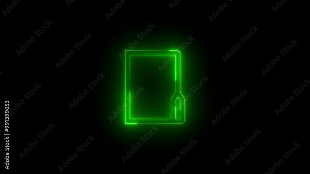Neon folder icon glowing black background animation Neon folder icon glowing black background animation
