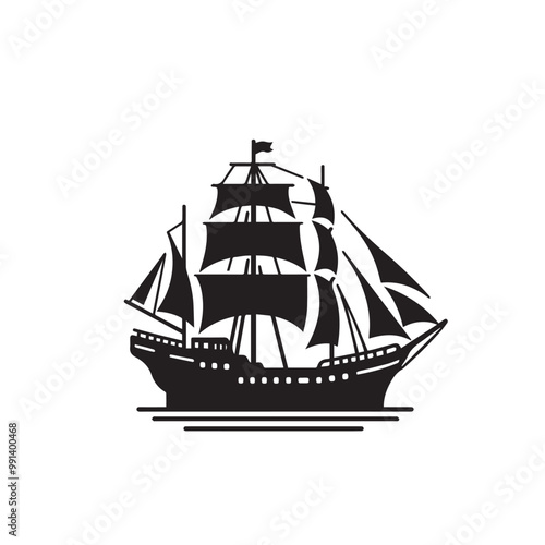 Wallpaper Mural Ship silhouette vector design. Vessel ship silhouette design. cruise ship vector design. Ship logo icon full black and white. Torontodigital.ca