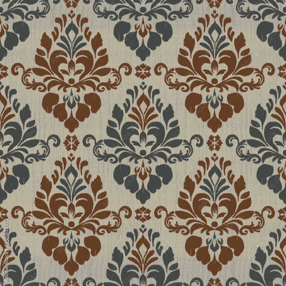 Vector ikat whimsical all over flowers seamless pattern. ikat floral pattern use for fabric, textile, home decoration elements, upholstery, wrapping, etc. Vector ikat whimsical all over flowers seamless pattern. ikat floral pattern use for fabric, textile, home decoration elements, upholstery, wrapping, etc.