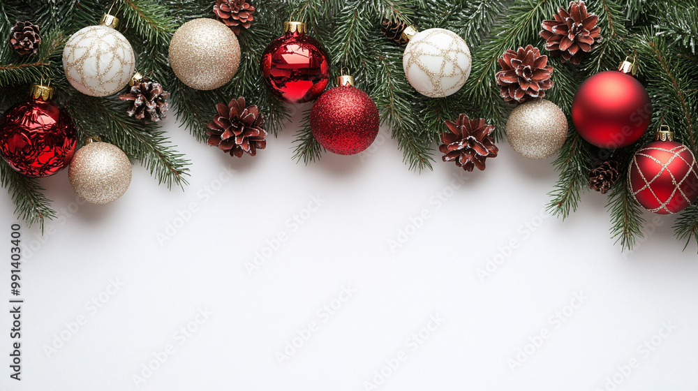 White background with christmas decorations isolated with white highlights
White background with christmas decorations isolated with white highlights