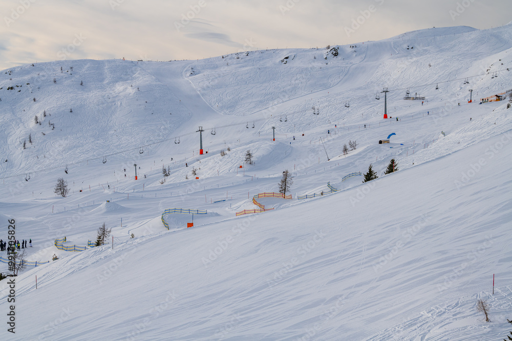 The ski resort Hochpustertal at Sillian. Here one meets a successful mixture of Austrian snow and runway quality combined with the Italian ease.