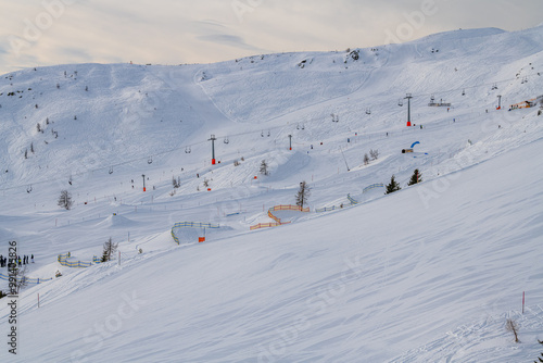 Obraz na płótnie The ski resort Hochpustertal at Sillian. Here one meets a successful mixture of Austrian snow and runway quality combined with the Italian ease. w salonie