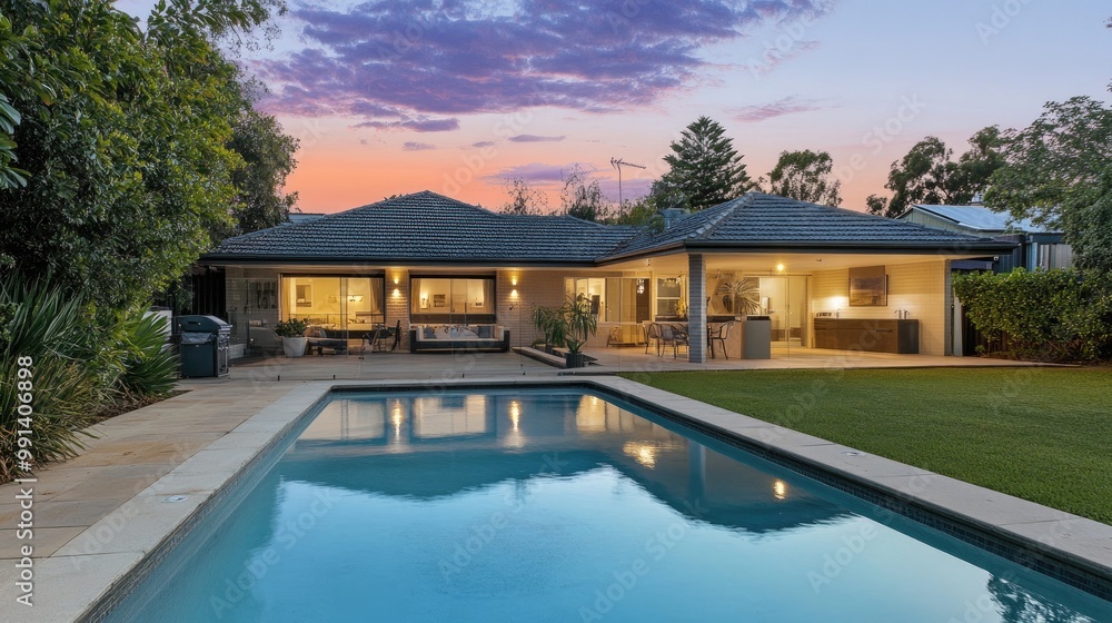 Family home with an open-plan design, spacious living area, a large backyard, and a child-friendly environment Family home with an open-plan design, spacious living area, a large backyard, and a child-friendly environment