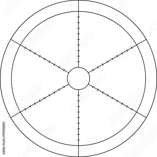 Life balance wheel in six parts, vector template. Coaching tool, suitable for daily planner, journal, notebook